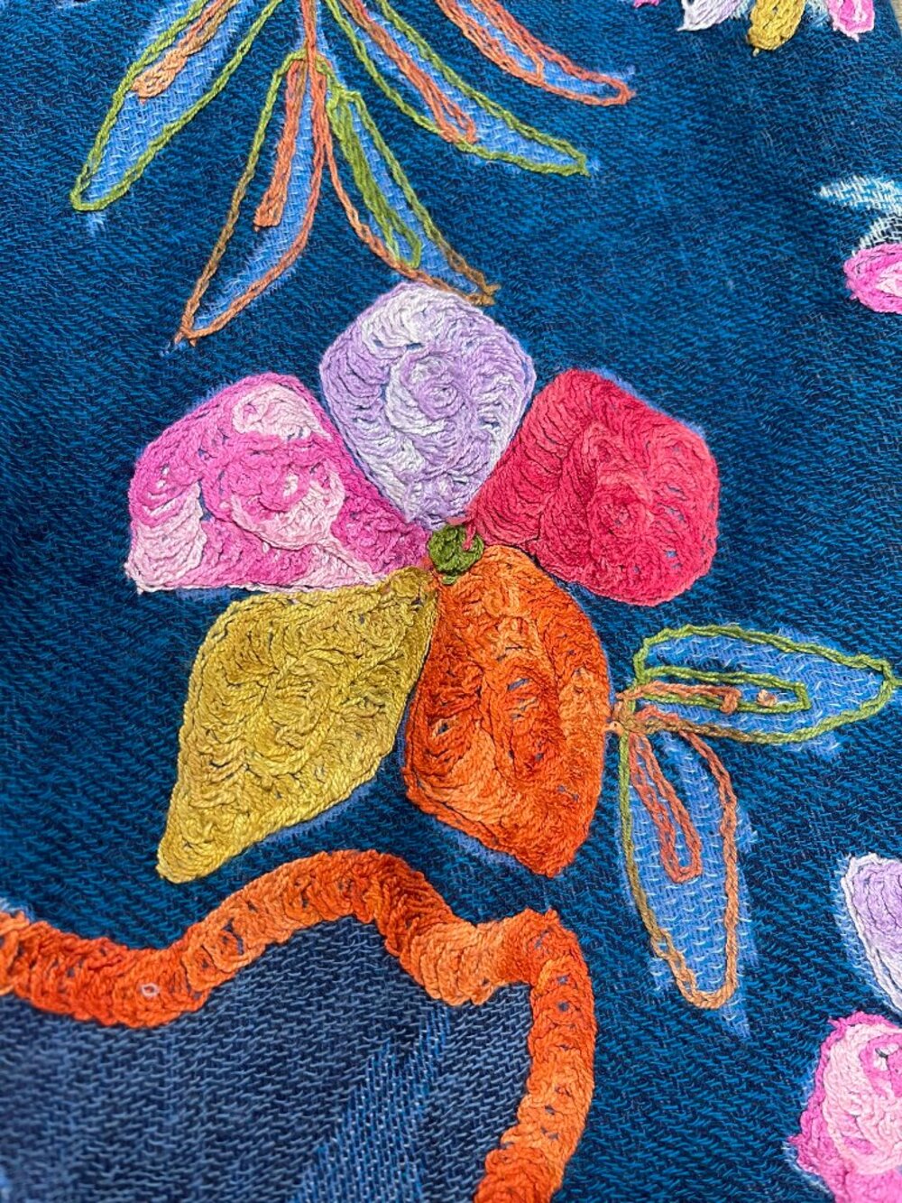 Boutique Wool Embroidered Floral Fringe Boho Lagenlook Vest M/L - Picture 8 of 11